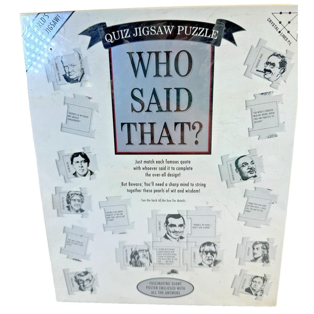 Vtg 1994 Who Said That? Quiz Jigsaw Puzzle 504 Pc Crystal Lines SEALED New